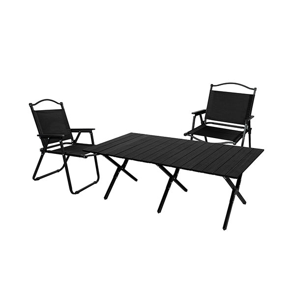 Folding Camping Table Chair Set Black And Oak