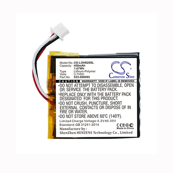 Cameron Sino Cs Loh820Sl 450Mah Battery For Logitech H820E Headset