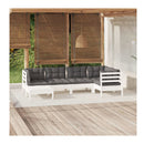 6 Piece Garden Lounge Set With Cushions White Solid Pinewood