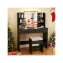 Makeup Vanity Desk With Lighted Mirror And Open Shelves