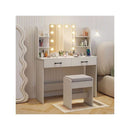 Makeup Vanity Desk With Lighted Mirror And Open Shelves