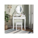 Makeup Vanity Set With Rotating Mirror And 10 Led Dimmable Bulbs