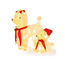 Pre Lit Mama And Baby Poodle Dogs With 60 Warm White Led Lights