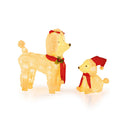 Pre Lit Mama And Baby Poodle Dogs With 60 Warm White Led Lights