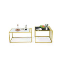 Set Of 2 Modern Coffee Table Set Stackable With Faux Marble Tabletop