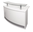 Modular Reception Counter Natural White With Half Height Glass Shelf