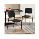 Set Of 2 Plastic Dining Chair Stackable Armless Chairs