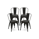 Metal Dining Chair Set Of 4 And Leather Cushioned Seat