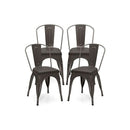 Metal Dining Chair Set Of 4 And Leather Cushioned Seat