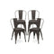 Metal Dining Chair Set Of 4 And Leather Cushioned Seat