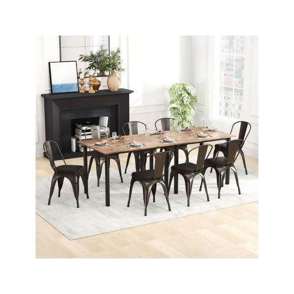 Metal Dining Chair Set Of 4 And Leather Cushioned Seat