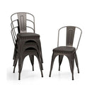 Metal Dining Chair Set Of 4 And Leather Cushioned Seat