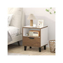 Mid Century Modern Nightstand With Drawer And Open Storage Shelf