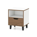 Mid Century Modern Nightstand With Drawer And Open Storage Shelf