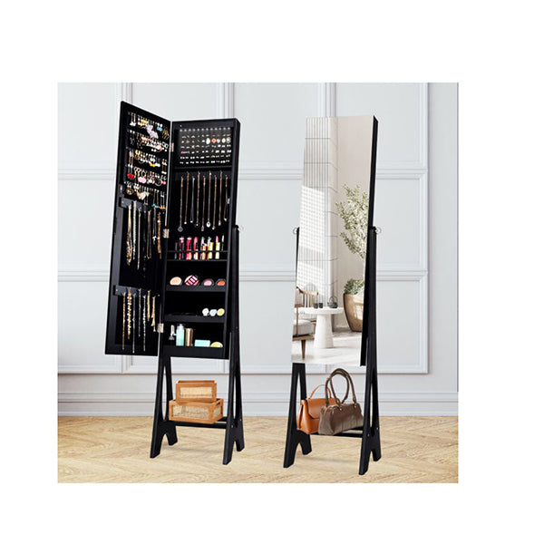 Freestanding Jewelry Cabinet With Full Length Mirror And Lights