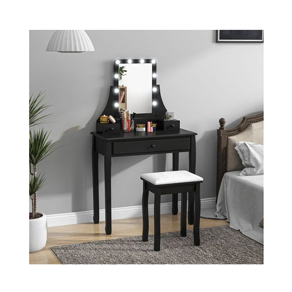 Vanity Set With Lighted Mirror And 10 Led Dimmable Bulbs