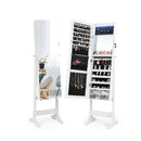 Free Standing Lockable Jewelry With Full Length Frameless Mirror