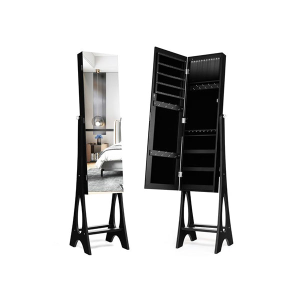 Freestanding Jewelry Cabinet With Full Length Mirror And Lights