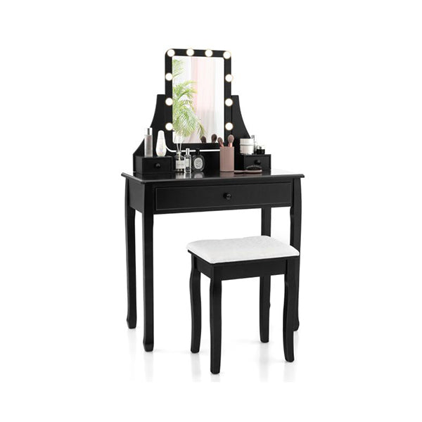 Vanity Set With Lighted Mirror And 10 Led Dimmable Bulbs