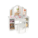 2 In 1 Kids Vanity Table And Chair Set With Removable Tri Fold Mirror