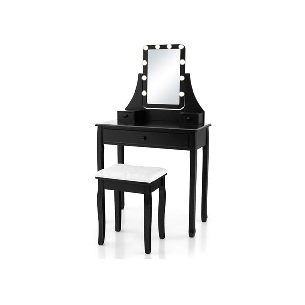 Vanity Set With Lighted Mirror And 10 Led Dimmable Bulbs