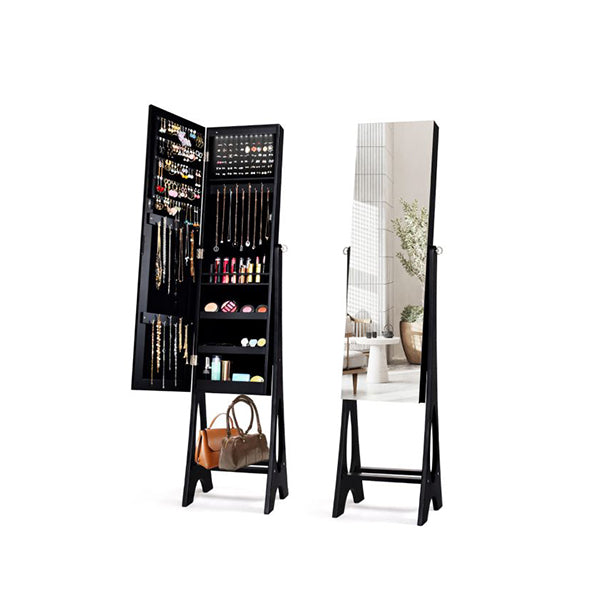 Freestanding Jewelry Cabinet With Full Length Mirror And Lights