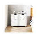 4 Drawer Mobile Wood Storage Cabinet With 2 Doors And 5 Wheels