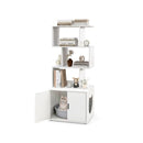 Modern Cat Litter Box Enclosure With Storage Corner Bookshelf