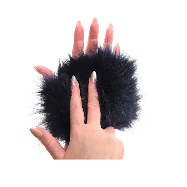 Sex And Mischief Cougar Spiked Sensory Glove Navy Blue Furry Glove