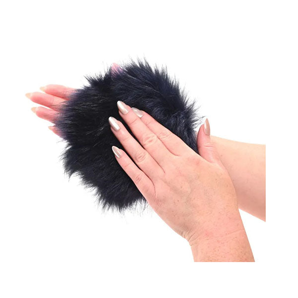 Sex And Mischief Cougar Spiked Sensory Glove Navy Blue Furry Glove