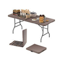 Portable Folding Table With Rattan Like