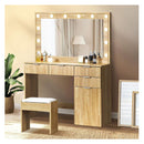 Dressing Table Stool Set Makeup Large Mirror Dresser 12 Led Bulbs
