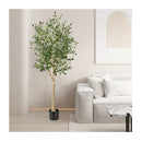 182Cm Artificial Olive Tree In Cement Pot With Leaves And Fruits