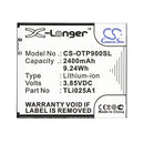 Cameron Sino Cs Otp900Sl 2400Mah Battery For Alcatel Ot 9001A Mobile