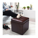 40Cm Pu Leather Cube Storage Ottoman With Lid