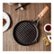 24Cm Round Ribbed Cast Iron Frying Grill With Folding Wooden Handle