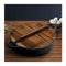 35Cm Round Cast Iron Frying Pan With Wooden Lid