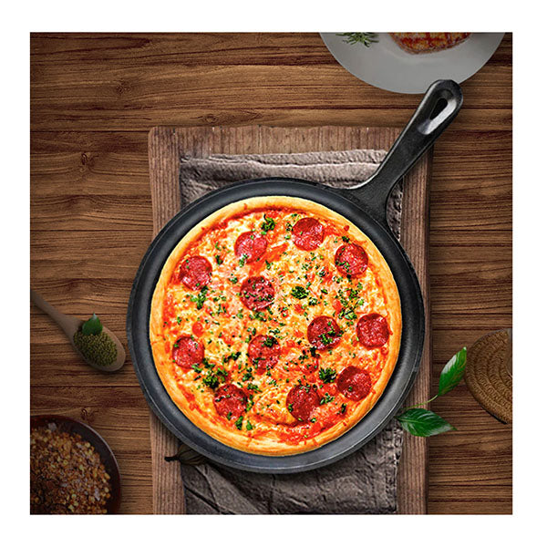 26Cm Round Cast Iron Frying Pan Skillet Griddle Sizzle Platter