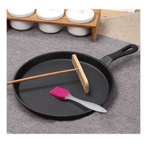 26Cm Round Cast Iron Frying Pan Skillet Griddle Sizzle Platter