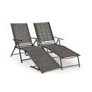 2 Piece Patio Folding Chaise Lounge Chairs With 6 Level Backrest
