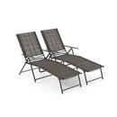 2 Piece Patio Folding Chaise Lounge Chairs With 6 Level Backrest