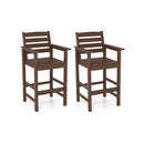 Patio Adirondack Bar Chairs Set Of 2 With Wide Armrests And Footrest