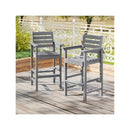 Patio Adirondack Bar Chairs Set Of 2 With Wide Armrests And Footrest