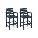 Patio Adirondack Bar Chairs Set Of 2 With Wide Armrests And Footrest