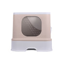 Cat Litter Box Fully Enclosed Kitty Coffee And Grey