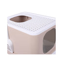Cat Litter Box Fully Enclosed Kitty Coffee And Grey