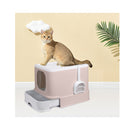 Cat Litter Box Fully Enclosed Kitty Coffee And Grey