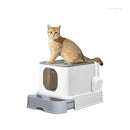 Cat Litter Box Fully Enclosed Kitty Coffee And Grey
