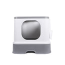 Cat Litter Box Fully Enclosed Kitty Coffee And Grey