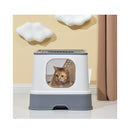 Cat Litter Box Fully Enclosed Kitty Coffee And Grey